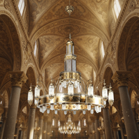 Lampe de mosquée personnalisée en or, décoration d'église, grand hall de projet, lustre islamique