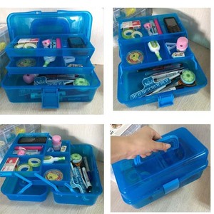 Plastic <b>Storage</b> <b>Box</b> Three Layer With Compartments For Toys Organizer Rectangle <b>Blue</b> And Purple Standing Type - Product Image 3