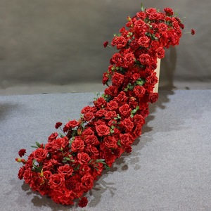 Factory Custom Artificial Rose <b>Table</b> Runner White Wedding <b>Decor</b> <b>Table</b> Runner Banquet Event <b>Decoration</b> - Product Image 3