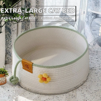 Nid pour animaux de compagnie en coton et lin tissé extra large, coussin solide pour chats, pour les foyers multi-chats