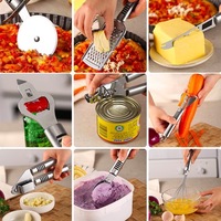Ensemble de gadgets et d'ustensiles de cuisine en acier inoxydable, ensemble de cadeaux pour la cuisine, ensemble d'accessoires essentiels pour la cuisine d'un nouvel appartement, accessoires de cuisine pour la maison