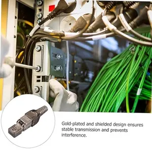 Konektor Ethernet RJ45 EZ instalasi lapangan cepat Male ke Female ekstensi RJ45 Cat6A konektor tanpa kunci