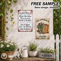 Plaque murale décorative en métal Premium 'Règles du jardin', autocollant mural personnalisé imperméable, artisanat métallique imprimé UV pour extérieur et maison, affiche métallique