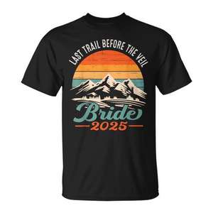 T-shirt de randonnée pour enterrement de vie de jeune fille Last Trail Before The Veil Bride 2025 - Product Image 1