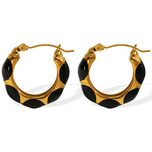 Pendientes de Aro Negros con Forma de Gota, Chapados en Oro, Aleación de Zinc, Acero de Titanio, Joyería de Moda para Fiesta EH131 - Product Image 5