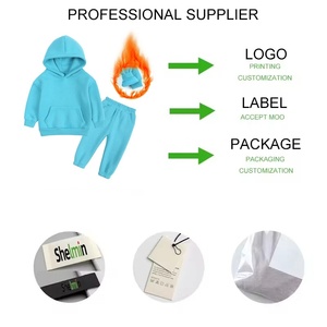 Conjuntos de ropa para niños con logotipo personalizado Pantalones de chándal de algodón con patrón sólido Sudadera con capucha Estilo informal para niños con chándal personalizado - Product Image 3