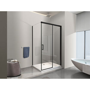 Cadre noir mat BOXFISSO + SOFTCLOSE90x160 Fermeture amortie en douceur de 8MM d'épaisseur 90x160 Boîte de douche Porte d'entrée à paroi latérale fixe - Product Image 1