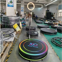 Machine à lumière d'appoint pour photomaton 360°, caméra, iPad, selfie, vidéo, rotation automatique pour fête, anneau lumineux, rotation à 360° avec support
