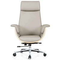 Chaise de bureau de direction moderne à dossier haut, design luxueux, cuir synthétique, appui-tête réglable, base en alliage d'aluminium fixe
