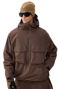 Chaqueta <span class=keywords><strong>Anorak</strong></span> para Hombre con Capucha, <span class=keywords><strong>Impermeable</strong></span>, Cortavientos, Transpirable, Tallas Grandes, Color Café, Estilo Techwear, Media Cremallera, Costuras Selladas, Aislada, 100% Nailon - Product Image 2