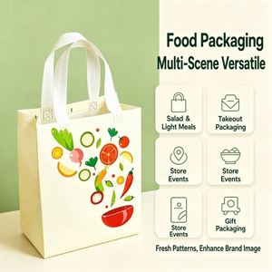 Sac alimentaire non tissé imprimé sur mesure avec poignée élargie, emballage multi-usages pour salades, pâtisseries, plats à emporter et livraison - Product Image 2