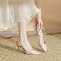 Chaussures de luxe personnalisées de haute qualité pour femmes, logo, escarpins nude à bout pointu et bride cheville, talons hauts d'été, fabricant en gros
