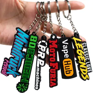 Custom logo 2d 3d logo stitch oem plastic key chains fashion pvc cartoon soft silicone rubber keychain two side