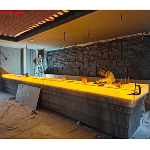 Comptoir de bar modulaire <span class=keywords><strong>LED</strong></span> lumineux et étanche en Corian blanc, surface solide, mobilier de bar en pierre illuminé - Product Image 4