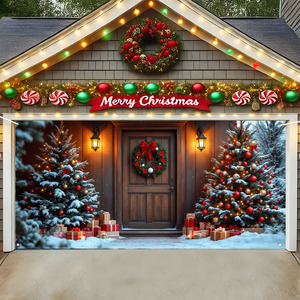 2025 Giáng Sinh Ngoài Trời Trang Trí Nội Thất Di Động Nhà Để Xe Biểu Ngữ Polyester Bền Với Tùy Chỉnh In Kỹ Thuật Số - Product Image 1