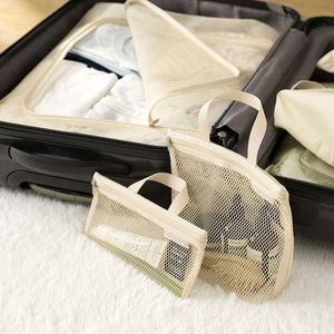 Sac de maquillage portable BSCI, style coréen simple, léger, pour voyage, avec pochette en filet pour brosse à dents et dentifrice - Product Image 4