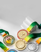 Médailles de taekwondo de sports d'or personnalisées de boxe avec médaille de powerlifting de ruban