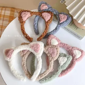 Moda peluş kedi kulaklar kafa sonbahar kış kafa çember karikatür kız çocuk Hairband Headdress saç aksesuarları