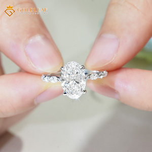 Goldleafgem Custom Oval Cut 10k Gold Plated D Lab-Grown Diamond Engagement <b>Ring</b> Fine Wedding <b>Ring</b> IGI Certified - Product Image 2