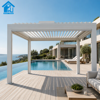 Pergola moderne motorisée en aluminium Sweet Home avec toit à lames orientables, imperméable, écologique, gazebo extérieur bioclimatique pour balcon et terrasse