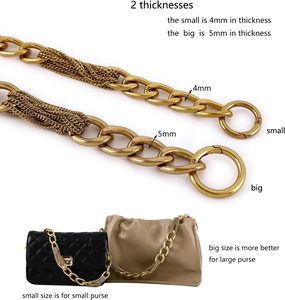 Yichain Classy Metal Tassels <b>Bag</b> Chains Purse Handles Shoulder <b>Strap</b> <b>Replacement</b> Charms Accessories Antique Gold Big - Product Image 4