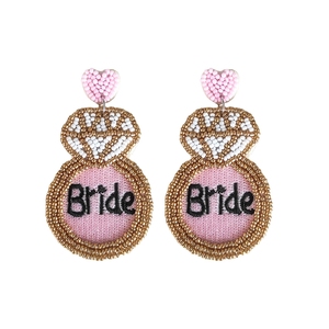 Handmade Beaded Bride Earrings with Embroidery Letter for Wedding <strong>Bridal</strong> Shower Engagement Party Bridesmaid <strong>Jewelry</strong> <strong>Set</strong> Gift - Product Image 6
