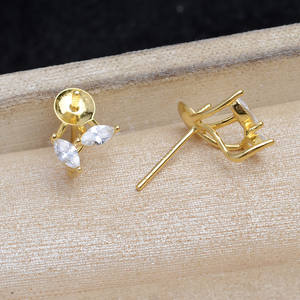 Pendientes de botón de moda Wenchi de plata 925 con perla cuadrada de lujo, accesorio de joyería DIY semiterminado, base 10-11, 15633, China - Product Image 3