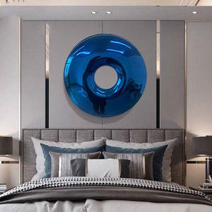 Escultura Moderna para Colgar en la Pared, Espejo Grande Pulido con Superficie Plateada, Escultura Circular de Acero Inoxidable en Forma de Donut - Product Image 2