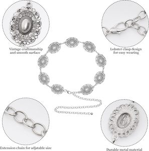 Western Oval Concho <b>Chain</b> <b>Belt</b> For Women Metal Waist <b>Chain</b> <b>Belt</b> For Dresses Jeans Western Cowgirl - Product Image 3