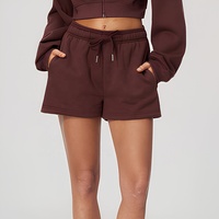 Ensemble de sweats à capuche roses à épaules dénudées, coupe ample décontractée, style sport, avec fermeture éclair, coupe courte, épais et chaud, pour l'automne, mignons