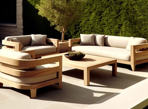 Sofá de Madera de Teca Moderno para Patio, Sofá de Jardín de Madera de Teca para Exteriores - Product Image 1