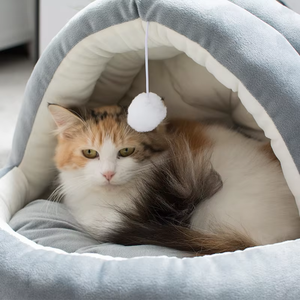 Maison pour chat de luxe, lit pour animaux de compagnie doux et chaud avec fonction pliable détachable - Product Image 3