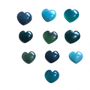 HARI OM CREATIONS Cabochons en pierre naturelle en forme de cœur, assortiment de pierres précieuses bleues et vertes polies, certifiées IGI, du Rajasthan, pour la fabrication de bijoux - Product Image 1