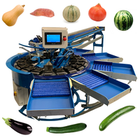 Máquina clasificadora de peso CALIBREX fabricada en Francia para frutas y verduras alargadas y frágiles, y productos grandes como pepinos.