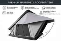 Rise Up Aluminium Dreieckiges Hartschalen-Dachzelt 210x140cm 900D Oxford Wasserdicht mit Ringlicht Leiter SUV 4x4 Offroad Camping