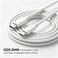 Câble de charge USB-C vers USB-C haute vitesse 240W, cordon tressé en cuivre pur à 5 brins de type C pour ordinateurs portables, téléphones, tablettes