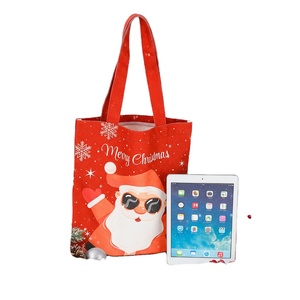 Sac fourre-tout en toile de coton réutilisable et écologique pour Noël, avec longue poignée, pour les courses au supermarché et les cadeaux - Product Image 1