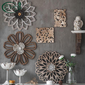 American Retro <b>Wall</b> Shelf Distressed Iron Carved Wood Decor Living Room Entryway Hanging Display - Product Image 2