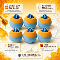 Ensemble de bombes de bain personnalisées au lait de miel naturel fait main, 6 pièces, 120g, Orange, Bleu, Couronne de cristal, Botanique, Hydratant, OEM, Marque privée
