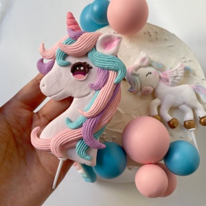 Decorazione per Torta Unicorno Pony, Grazioso Topper per Torta di Compleanno a Tema Unicorno per Bambina - Product Image 2
