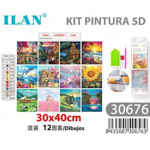 Kit Pittura Diamante 5D Ilan 30x40 cm, Disegni Misti, Decorazione Casa - Product Image 1