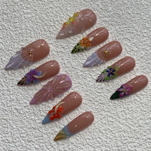 Superventas, 10 Uds., Gel de prensa hecho a mano, arte de uñas, cubierta completa de lujo, diseño personalizado, uñas artificiales bellamente - Product Image 3