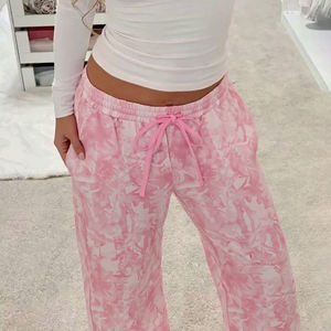 Floral Sweatpants & Joggers-Regular Fit Flat Front Breathable Waterproof Wide Leg Pants <b>Elastic</b> Drawstring Waist for Casual Wear - Product Image 4