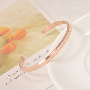 Joyería inspiradora PVD chapado en oro rosa <span class=keywords><strong>Hoy</strong></span> <span class=keywords><strong>es</strong></span> el mejor día <span class=keywords><strong>de</strong></span> mi vida Pulsera grabada Brazalete - Product Image 3