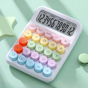 Calculatrice de couleurs, clavier mécanique, fille de haute beauté, calculatrice de boutons à 12 chiffres dédiée aux finances de bureau