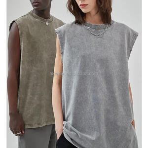 Camisetas sin Mangas para Hombre, Corte Recto, 100% Algodón, 230 GSM, Lavado Ácido, Ropa de Gimnasio de Verano con Logotipo Personalizado OEM de Alta Calidad - Product Image 2