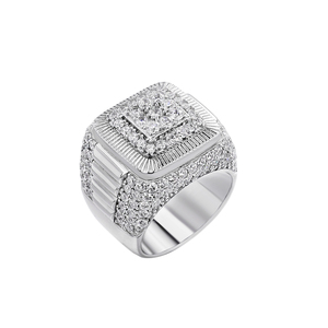 Gioielli HipHop di alta qualità Bling zircone cubico in ottone <span class=keywords><strong>925</strong></span> Sterling Silver rodiato anelli da <span class=keywords><strong>uomo</strong></span> - Product Image 2