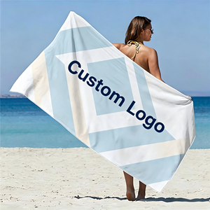 Serviette de plage en coton imprimée avec logo personnalisé, cadeau d'entreprise - Product Image 1