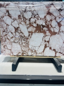 UnionStone Superior Quality Polished Calacatta Burgundy <b>Marble</b> Gold Veins Eco-Friendly Durable Big Slab for Bathroom Kitchen - Product Image 1