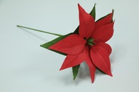 Bunga Poinsettia Kertas Krepe Buatan Tangan M1021, Realistis, Merah, Dekorasi Natal, Seni Bunga Artisan, Pohon Natal, Pesta Musim Dingin